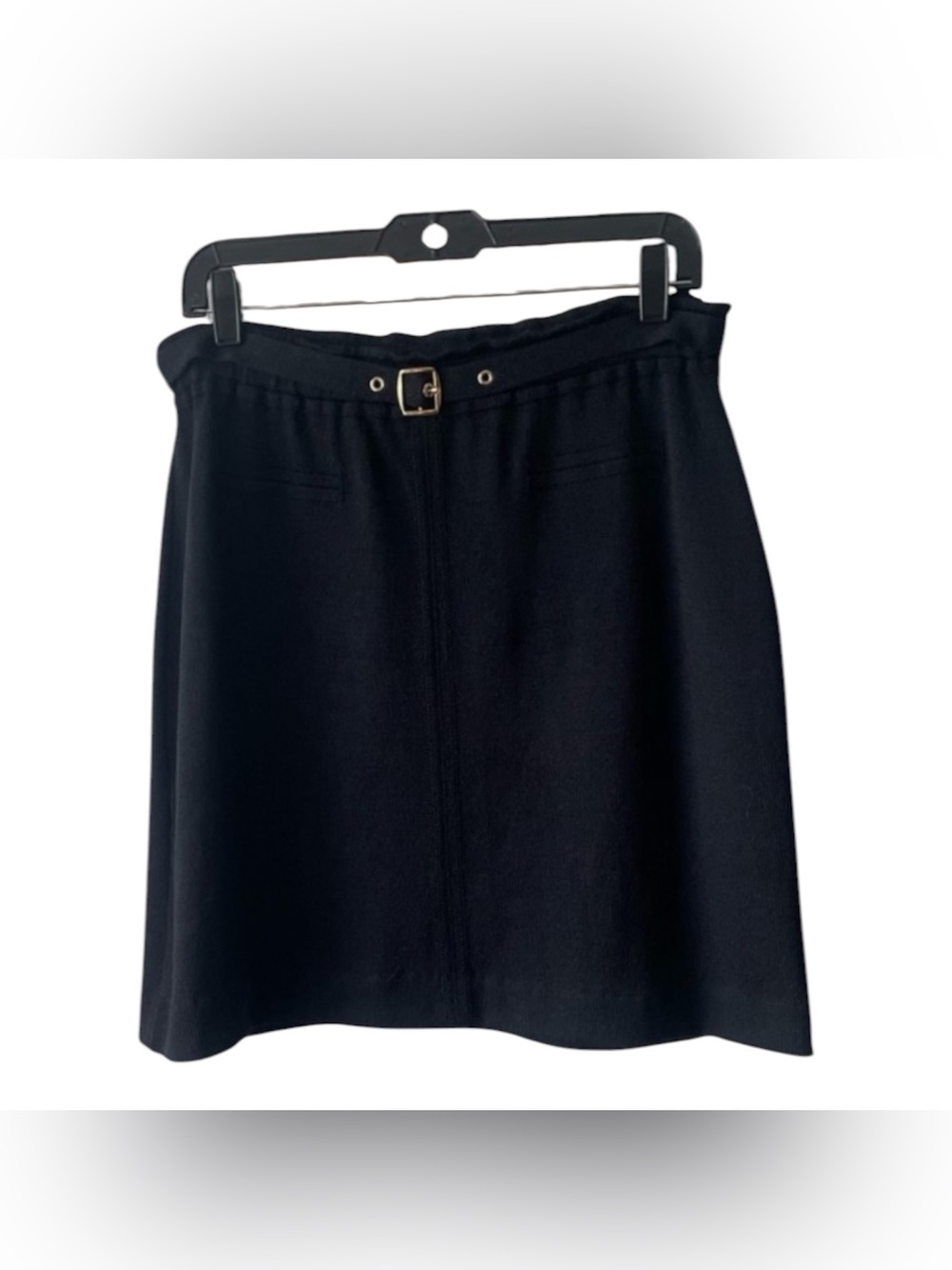 St. John Black Midi Skirt with Gold Buckle - Picture 1 of 5